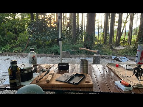 ソロキャンプ！パップテント最後の朝の食事風景