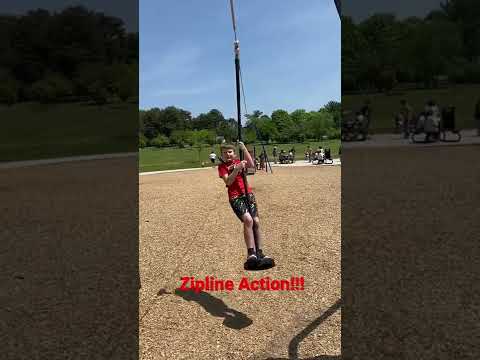 Zipline action at the park! Enjoying the beautiful weather!