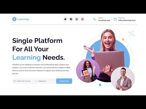 Build A Responsive E-Learning Landing Page Using HTML CSS & JavaScript