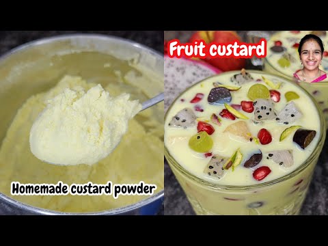 బయటకొనే పని లేకుండా ఇంట్లోనే custard powder దానితో ఫ్రూట్ కస్టర్డ్ 😋 fruit custard in telugu 👌summer