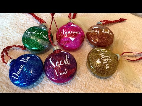 DIY Glitter Ornaments with Personalize Name Vinyl | How to Make Ornament for Beginners using Cricut