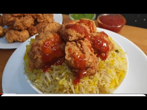 Arabian rice with Popcorn Chicken(KFCStyle) #easyrecipe #metro #kfc #rice #asmr