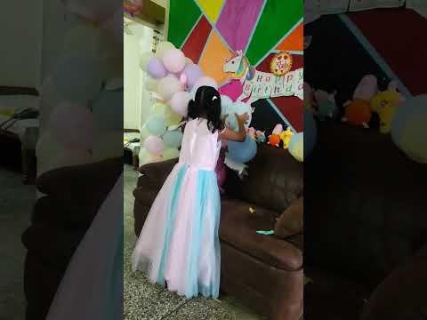 balloon popping video #unicornbirthday #unicornparty #unicorntheme #sistersshorts #afterbirthday