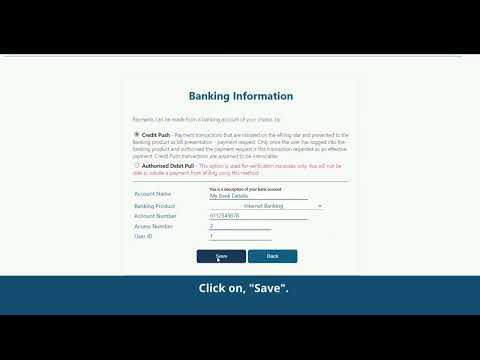 eFiling - How to setup Banking Details for payment