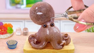 The Best Seafood Recipes 🐙 Miniature Korean Baby Octopus Stir Fried Tomato 💘 Tina Mini Cooking