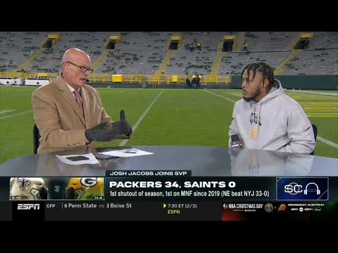 ESPN SC | Josh Jacobs joins SVP reacts to Packers steamroll Saints 34-0 on MNF, clinch playoff berth