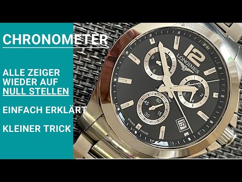 Adjust quartz chronometer - set all hands back to zero - 0 - small TRICK