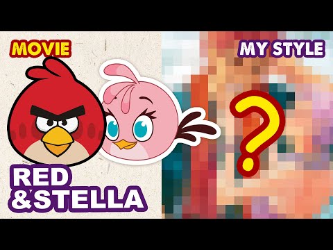 Drawing Angry Birds Characters: Red & Stella in my semi-realistic style | Huta Chan