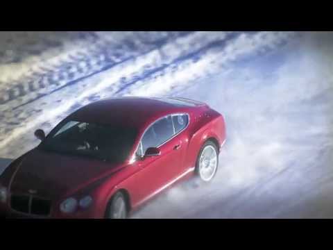 Juha Kankkunen drifting a Bentley Continental GT on ice