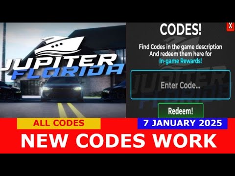 *NEW CODES* [Update!] Jupiter Florida BETA CARS ROBLOX | ALL CODES | JANUARY 7, 2025