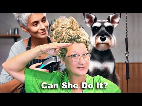 My Mom tries Schnauzer Grooming/ Step-by-Step Training with me!