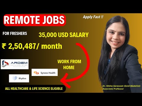 ₹2.5 Lakh Fresher Salary for Remote Job |  Work from Home Jobs in Top MNC's | Remote Job for Pharma