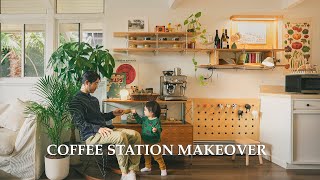 Home Cafe Complete Makeover｜Mid-Century Modern Coffee Bar｜Kid-Friendly