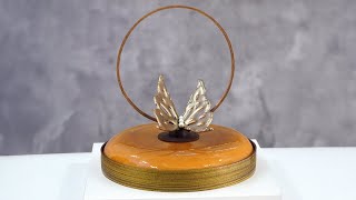 Entremet cake with Irish Cream Caramel filling, Jasmine Caramel mousse and Almond sponge