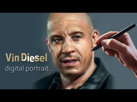 Digital portrait of Vin Diesel / Krita