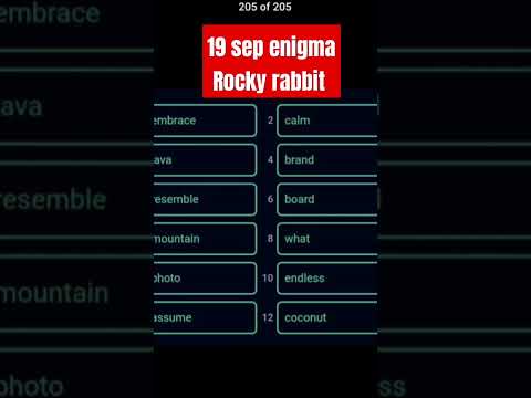 19 September Rocky rabbit today enigma Rocky rabbit enigma today