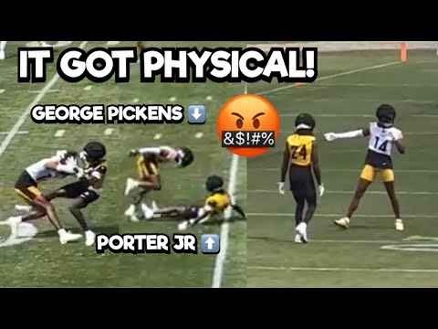 George Pickens ‘BULLIES’ Joey Porter Jr  🔥😳 Steelers Camp 2023 highlights (WR Vs CB)