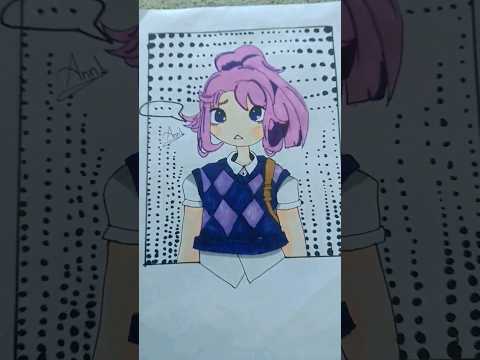 drawing Anxious anime girl#shorts