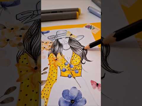 How to draw a pretty floral dress #drawing #fashion