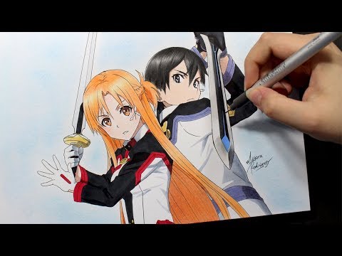 Speed Drawing - Asuna and Kirito [Sword Art Online: Ordinal Scale]