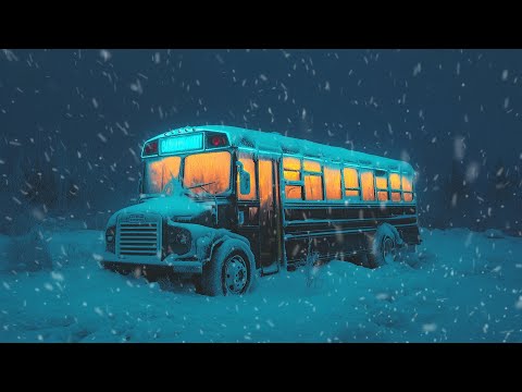 Raging Blizzard & Howling Winds Surround a Cozy Bus | Calming Ambience for Deep Sleep and Relaxation