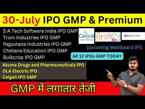 All IPO 12 GMP Today | Akums Drugs and Pharmaceuticals IPO | Rajputana Industries IPO | ola ipo gmp