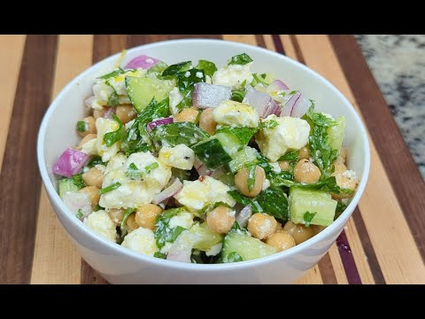 Mediterranean Chickpea Salad Recipe with Feta (Garbanzo Salad) Homemade Dressing | Berry Berry Life