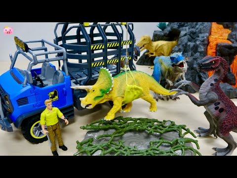 Triceratops rescued by crane! Schleich Dinosaur Series 42565 Dinotransport