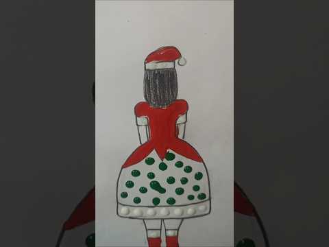 Christmas girl dress drawing.#art#viralvideo#trending#satisfying#youtube#ytshorts#drawing#painting .