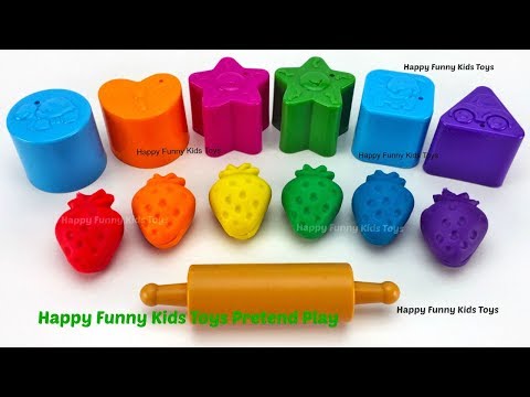 Learn Colors and Shapes with Play Doh Strawberry Kinder Surprise Eggs Zuru 5 Surprise Toys