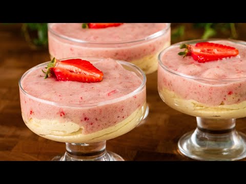 🍌Creamy banana dessert in 5 minutes!🍓WITHOUT SUGAR! With strawberry! Everyone is looking for this