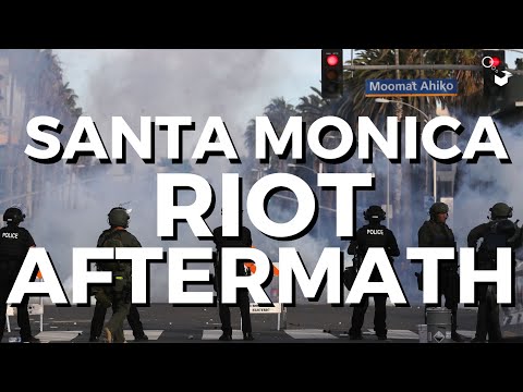 Santa Monica riots 2020 after George Floyd’s death. BLM, ACAB, protestors, looters, LAPD car burning