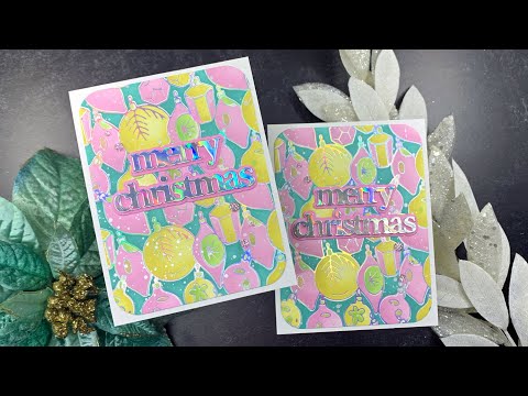 Waffle Flower Ornaments Background Hot Foil Cards | AmyR 2023 Holiday Card Series #7