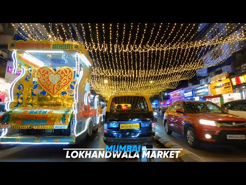 4K Drive in Lokhandwala Market - Diwali Lights | Celebrity Shopping Street