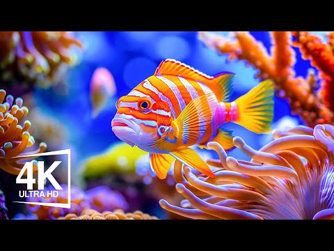 Aquarium 4K VIDEO (ULTRA HD) 🐠Beautiful Relaxing Coral Reef Fish, Healing Mind, Body and Soul