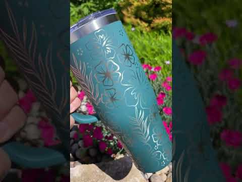 Beautiful Full Wrap Flower Pattern Engraving on a 40oz Tumbler! 🌸✨