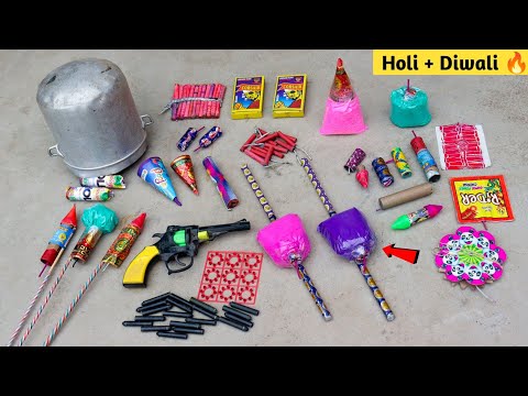 Holi Diwali Ek Sath | New Crackers Patakhe Testing | Holi Fun Fireworks | Banduk, Gun Testing