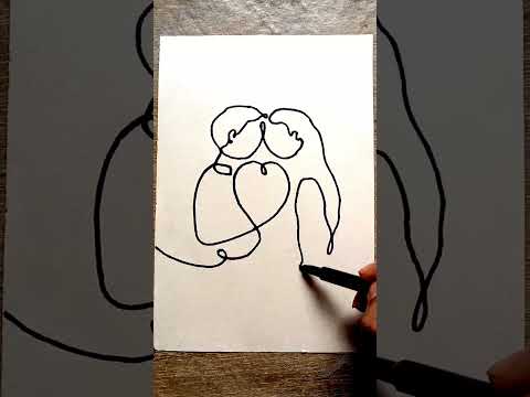 one line drawing love #youtubeshorts #shorts #shortsvideo #viralvideo #viral  #easyartwithbiplab