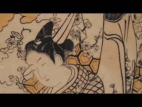 奥村政信 Okumura Masanobu (1686~1764)《お七と吉三郎》Oshichi and Kichisaburo幅広柱絵判 紅絵 1枚 江戸時代・18世紀 東京国立博物館