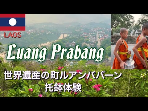 【タイ🇹🇭ラオス🇱🇦ひとり旅vlog#11】LAOS 2日目前半 世界遺産の町ルアンパバーンで朝活してみた（托鉢 ・プーシーの丘・モーニングマーケット）