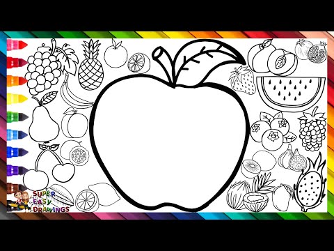 Draw and Color 23 Fruits 🍎🍊🍋🥝🍇🍉🍍🍌🍏🫐🍓🥭🍐🍈🍑🥥🍒 Drawings for Kids