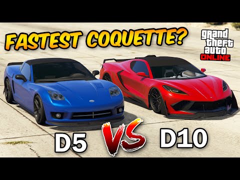 GTA 5 Online - COQUETTE D5 VS COQUETTE D10 (WHICH IS FASTEST?)