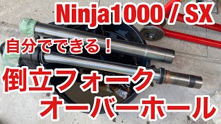 オイル漏れ修理 バイク 倒立フォーク モトブログ　簡単！ オーバーホール　シール交換　オイル交換　Ninja1000SX