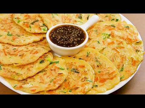 Enoki Mushroom Pancakes :: Easy Vegetable Pancakes Recipe