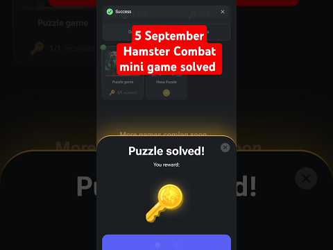 5 ll September Hamster Combat Daily mini Game solved ll Today puzzle solved #shorts #mining #games