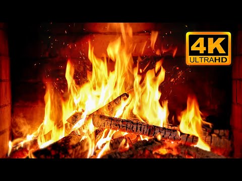 FIREPLACE 4K 🔥 Fireplace video with Burning Logs & Fire Sounds. Christmas Fireplace