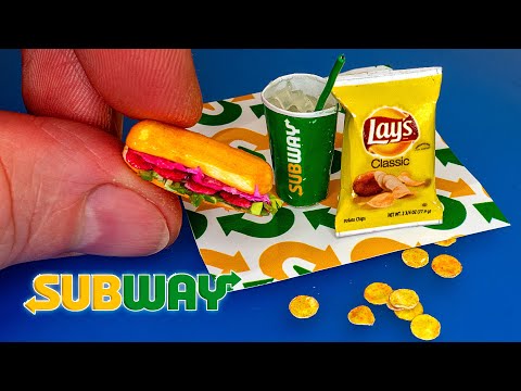 How to make mini food Subway restaurants for DollHouse - Tutorial | No Polymer Clay!