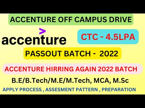 Accenture Off Campus Drive for 2022 Batch || Accenture ASE role recruitment || Accenture CTC 4.50LPA