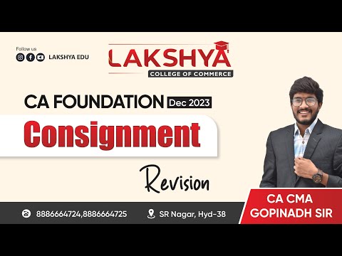 Consignment (INVOICE) price CA FOUNDATION || by CA CMA GOPINADH SIR (AIR 23)