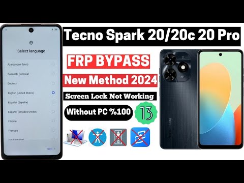 Tecno Spark 20/20c/20 Pro Frp Bypass Android 12/13 Tecno Spark Google Account Bypass Without PC 2024